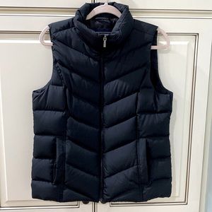 Lands End Womens Down Puffer Vest Black Full Zip Insulated Size M (10-12)